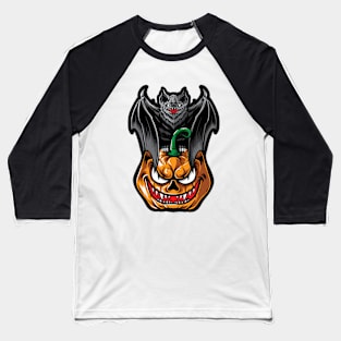 Bat and Pumpkin Halloween Baseball T-Shirt